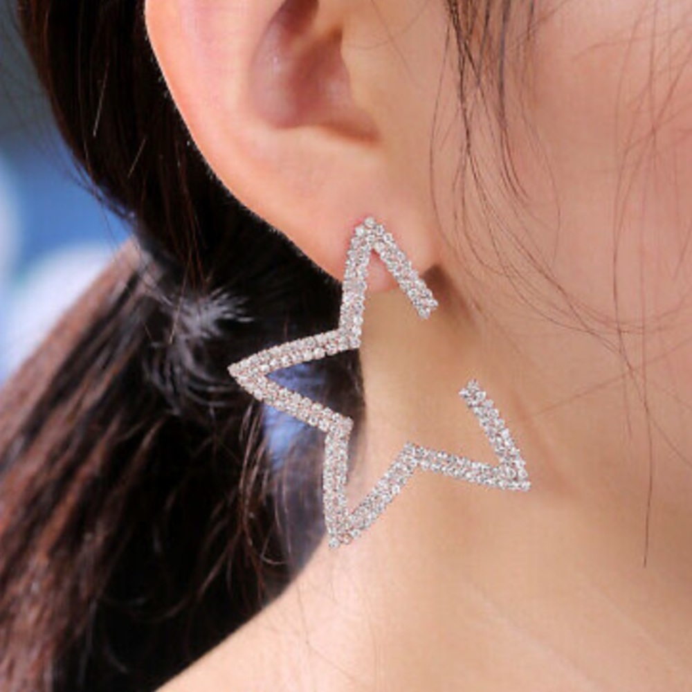 Star 19k Gold Plated Stud Earrings  A Pair/set - Picture 6 of 9